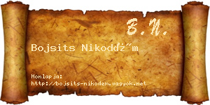 Bojsits Nikodém névjegykártya